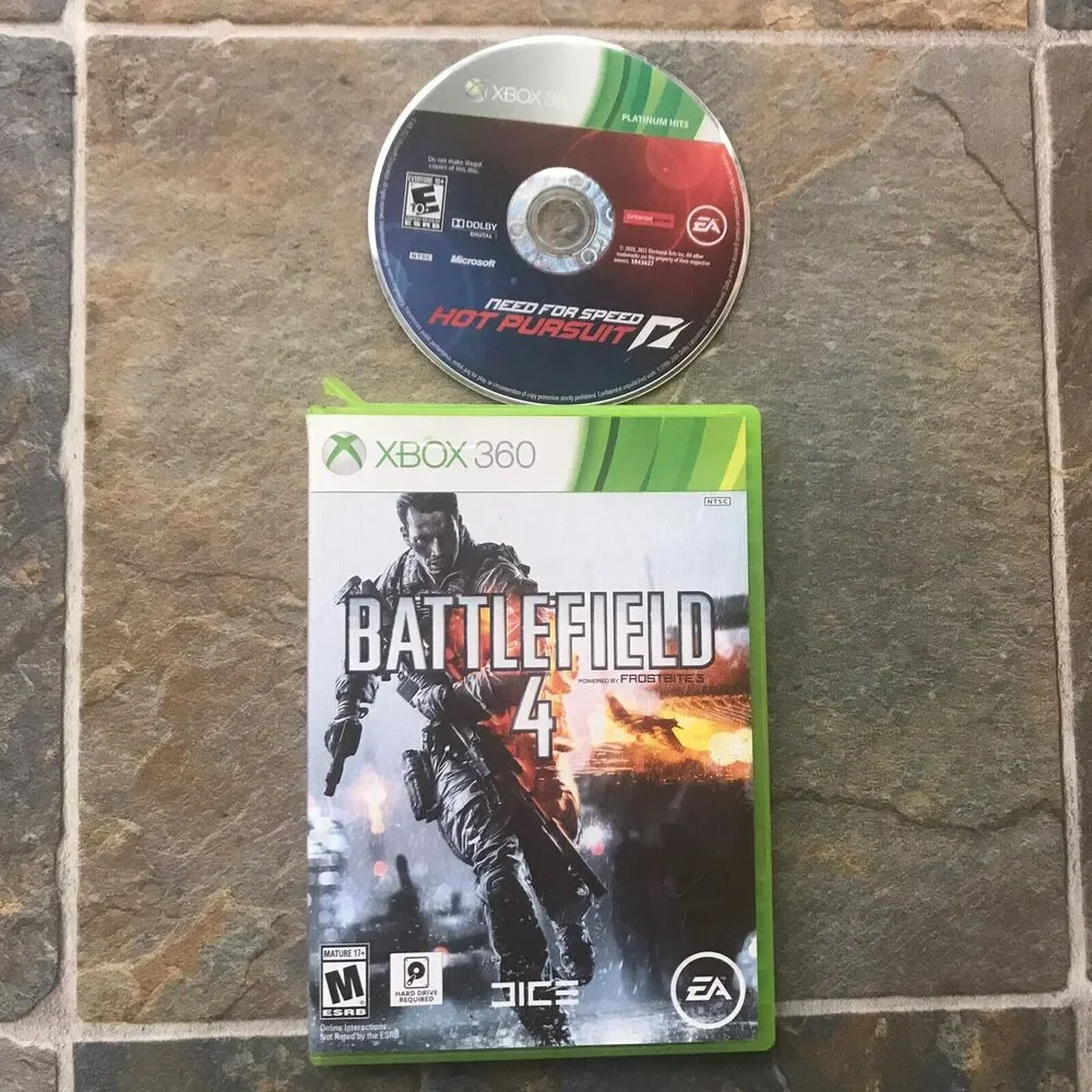 Need For Speed Hot Pursuit Battlefield 4 Racing Xbox 360 Game Lot Of 2 Tested